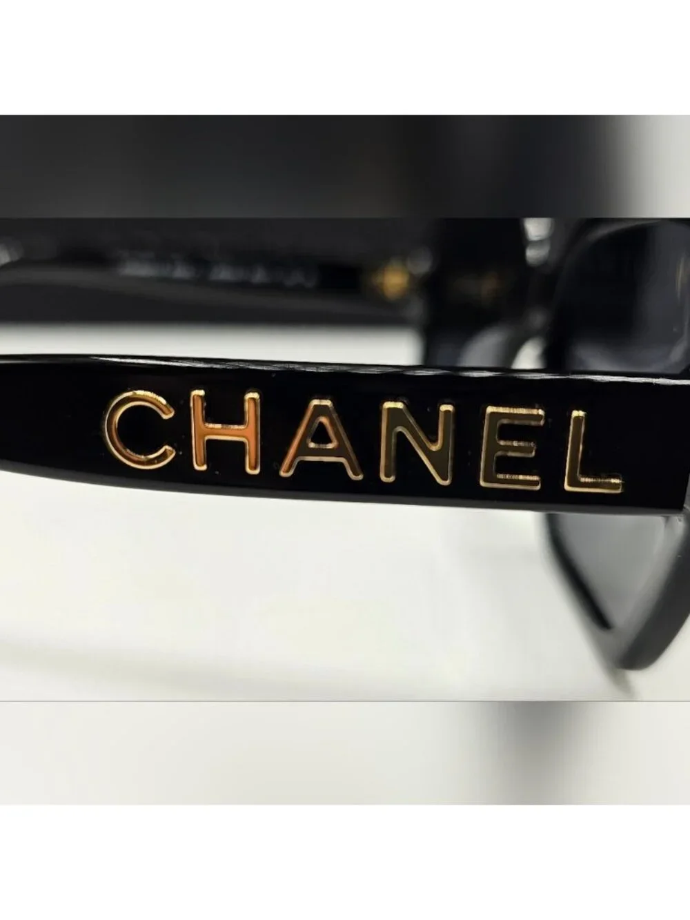 CHANEL BLACK SUNGLASSES CH5408A 622/S4 OVERSIZED GOLD LETTERS